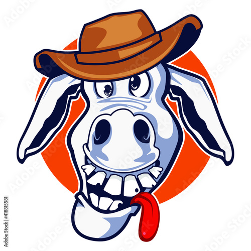 donkey head animal mascot cartoon in vector