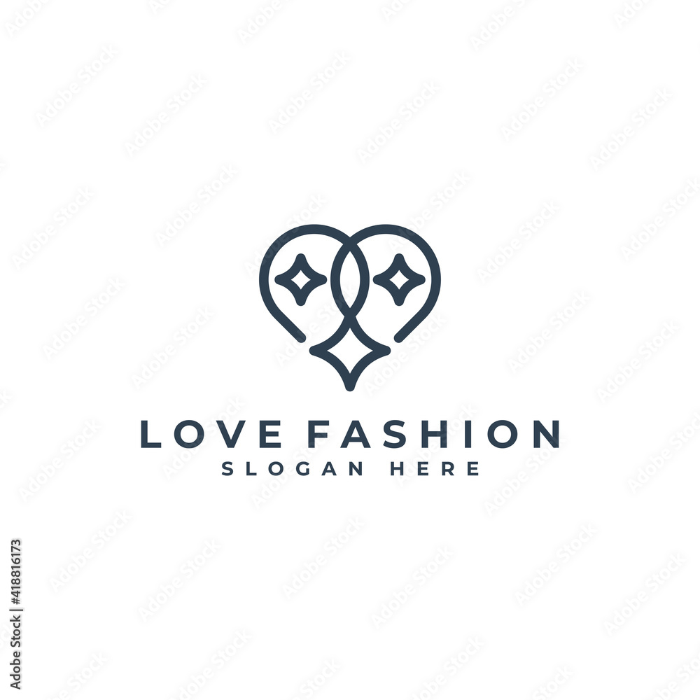 heart line art logo for fashion business. love icon symbol logotype