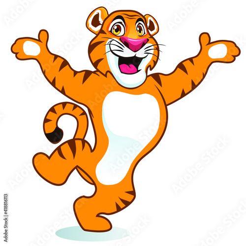 tiger dancing cartoon in vector