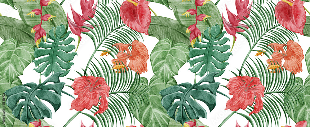 トロピカル南国風植物連続背景パターン Stock イラスト Adobe Stock トロピカル南国風植物連続背景パターン Stock イラスト Adobe Stock