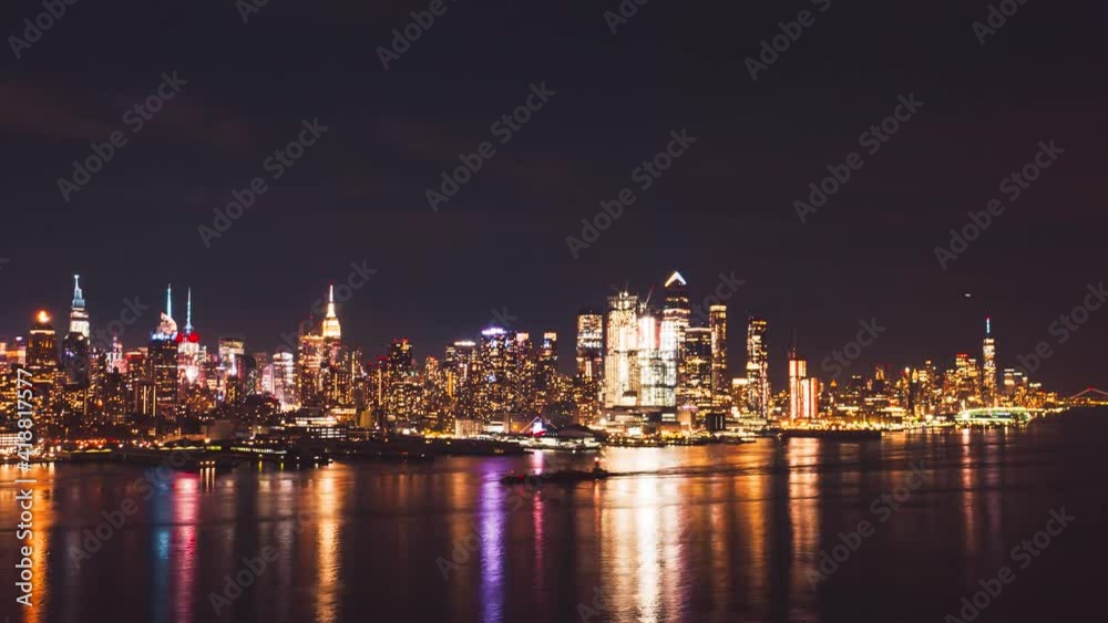 NYC New York Aerial Nighttime view of Manhatten NYC New York Aerial Nighttime view of Manhatten