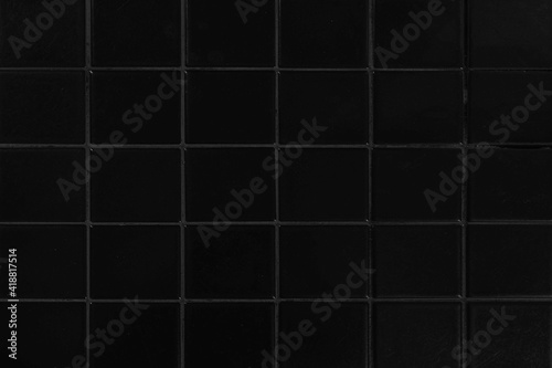 Black wall glazed tile texture and background seamless