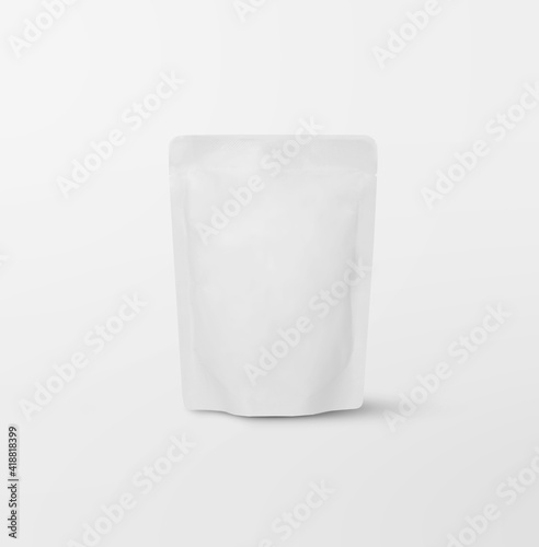 Slika na platnu front view of a stand up doy pack pouch package for coffee, snack, chips, spice, etc