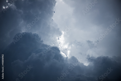 Deep blue sky with stratocumulus clouds
