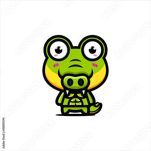 cute crocodile cartoon vector design has a stocky body
