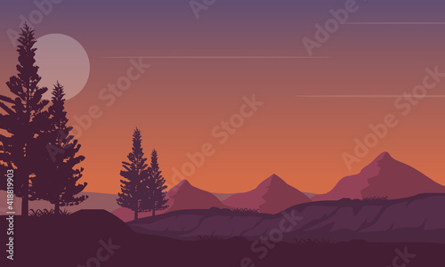 A sunny afternoon with stunning views of the evening sky. Vector illustration