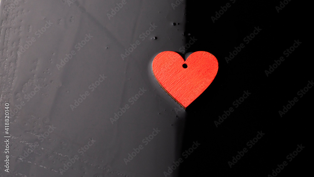 Valentine's day concept. Handmade red hearts on a dark background. With place for your text. Valentine's day concept. Handmade red hearts on a dark background. With place for your text.