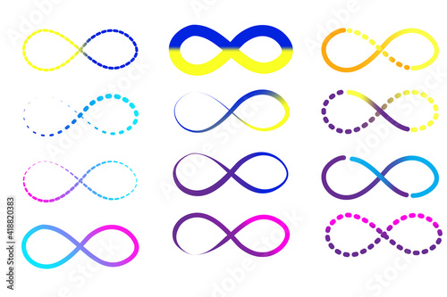 Modern multi-colored infinity set. Outline symbol. Modern vector illustration. Business concept. Stock image. EPS 10.
