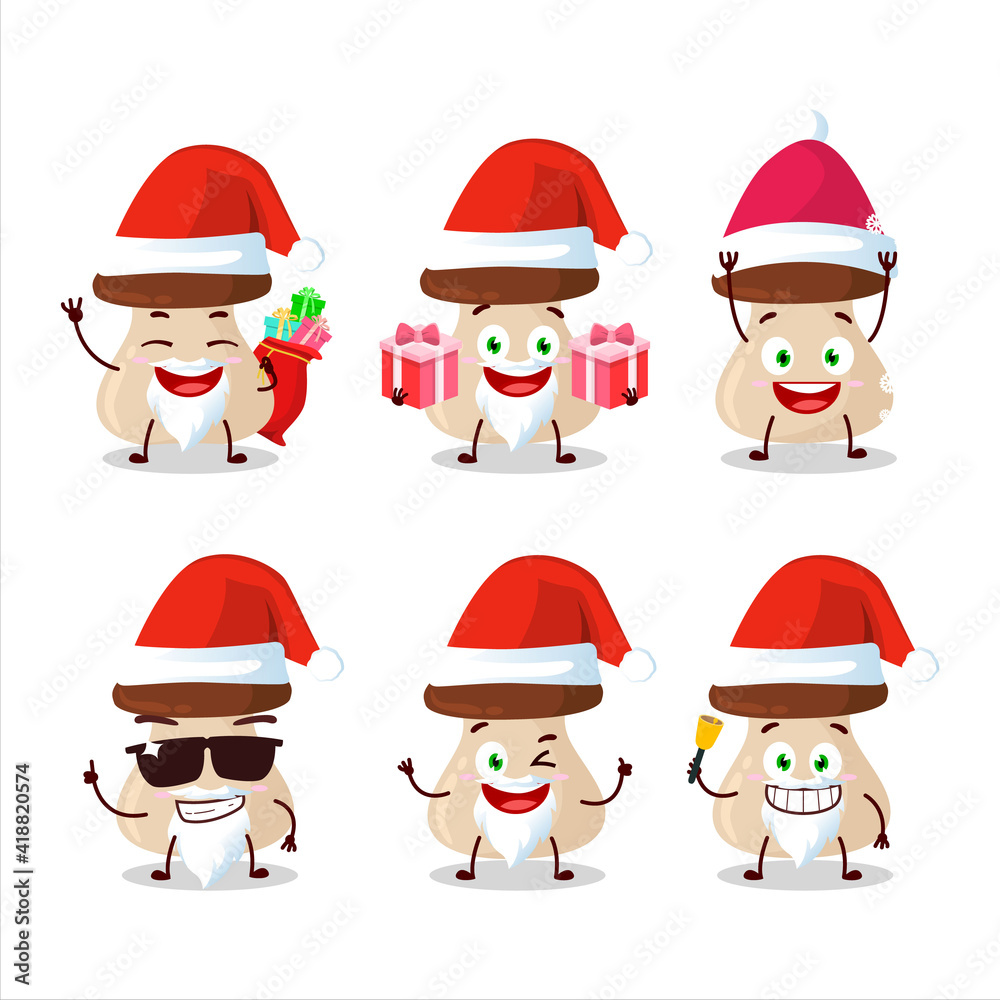 Santa Claus emoticons with boletus edulis cartoon character Santa Claus emoticons with boletus edulis cartoon character