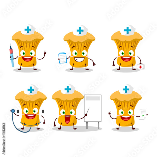 Doctor profession emoticon with chanterelle cartoon character