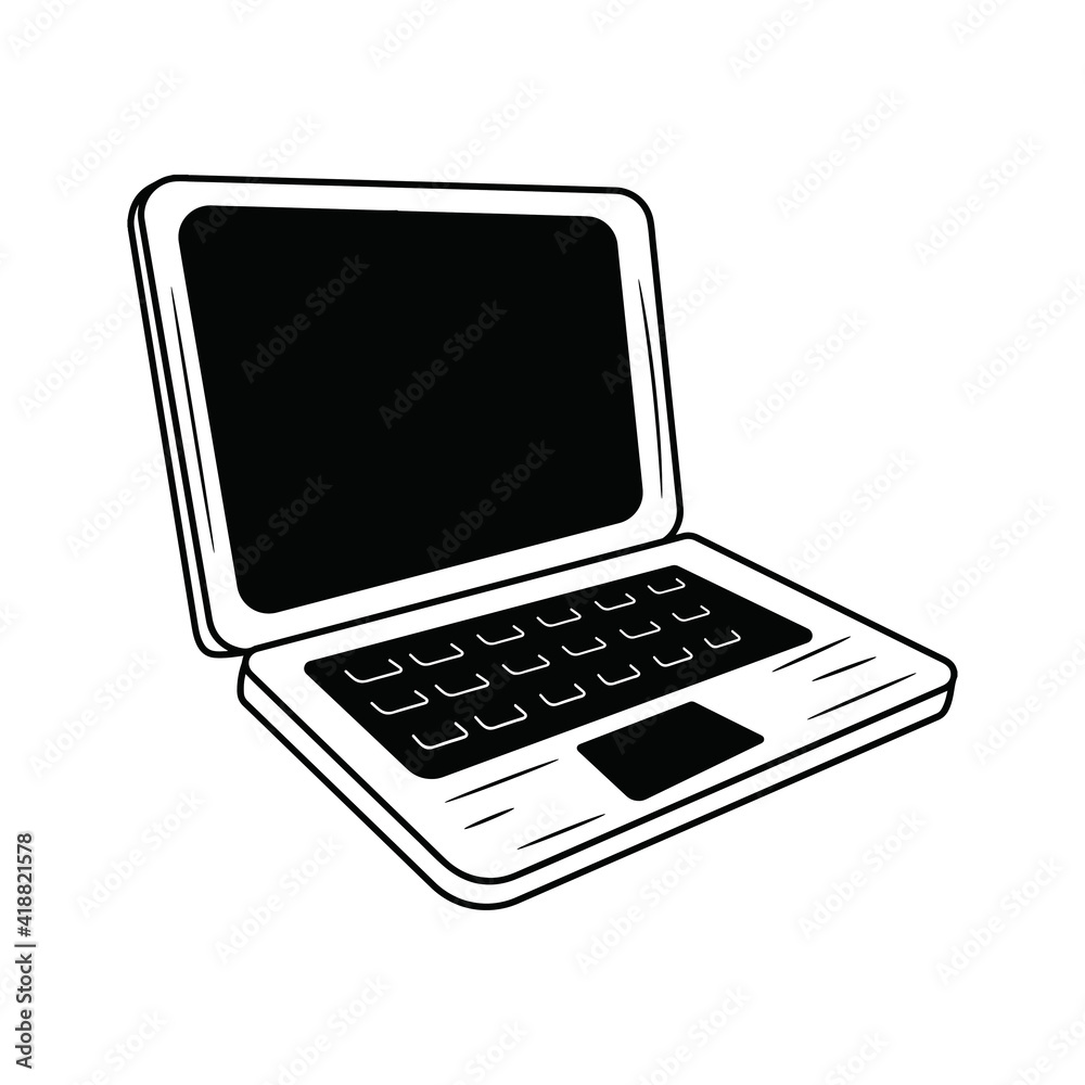 Laptop vector illustration, simple hand drawn notebook Line Icon Laptop vector illustration, simple hand drawn notebook Line Icon