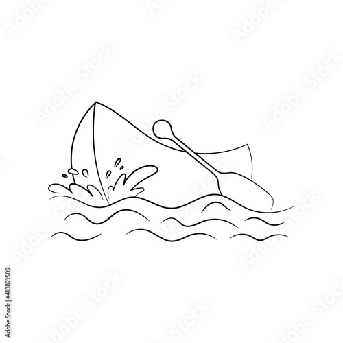 Canoes boats vector illustration, simple hand drawn Wood Boats sketching Icon