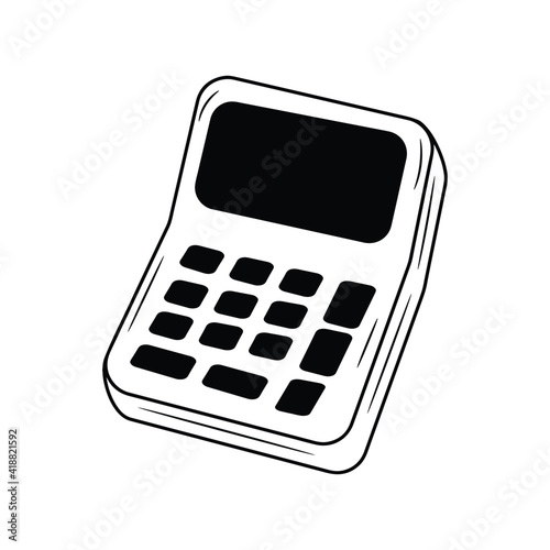 Calculator vector illustration, simple hand drawnElectrical device for calculate numbers Line Icon