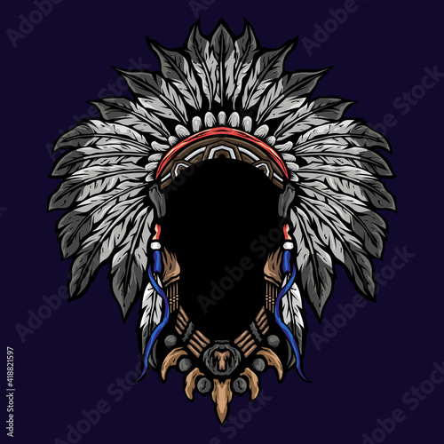 Indian costume illustration logo design