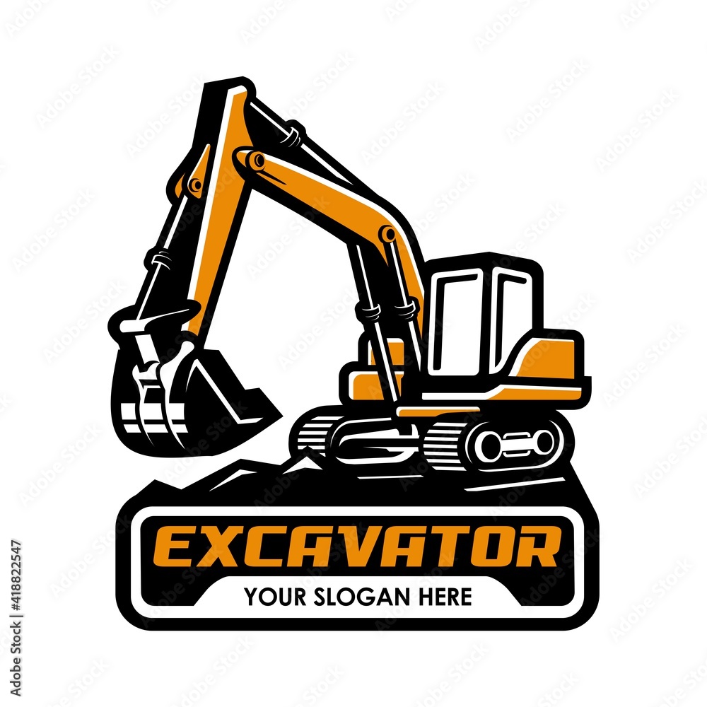 Naklejka premium excavator vector logo