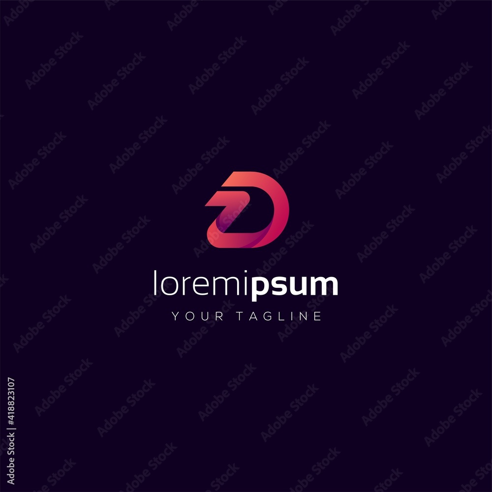 initial letter D modern logo gradient color abstract initial letter D modern logo gradient color abstract