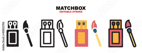 Matchbox icon set with different styles. Editable stroke and can be used for web, mobile, ui and more.