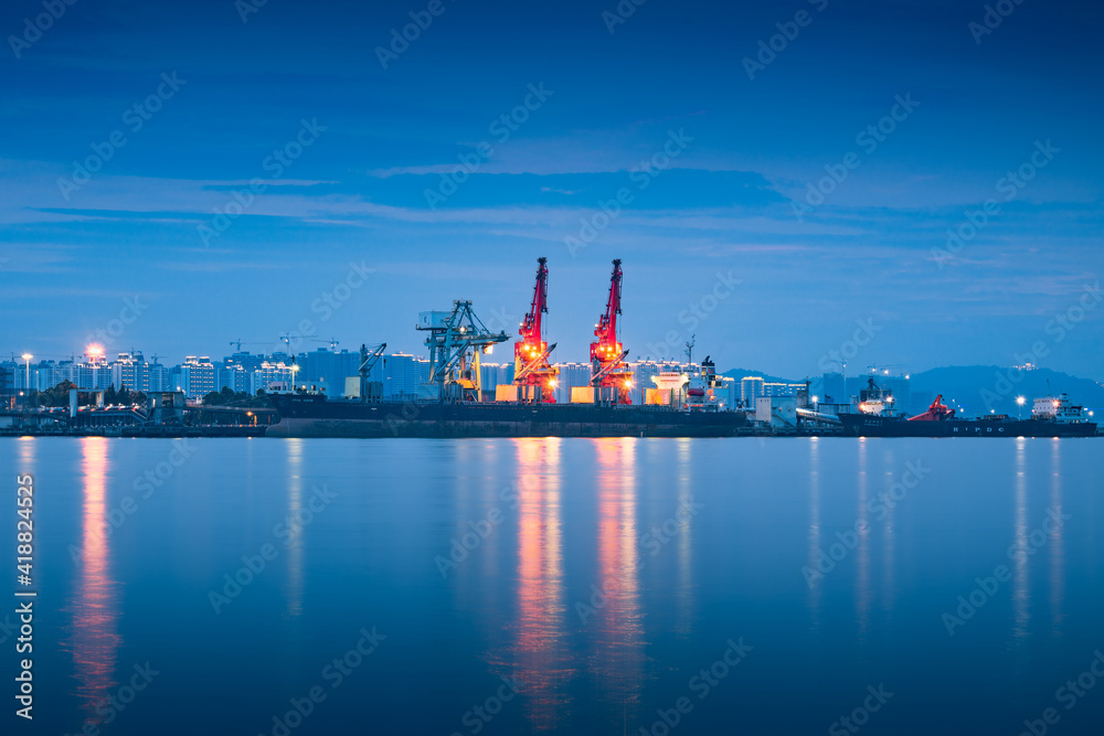 Night view of Shantou City, Guangdong Province, China