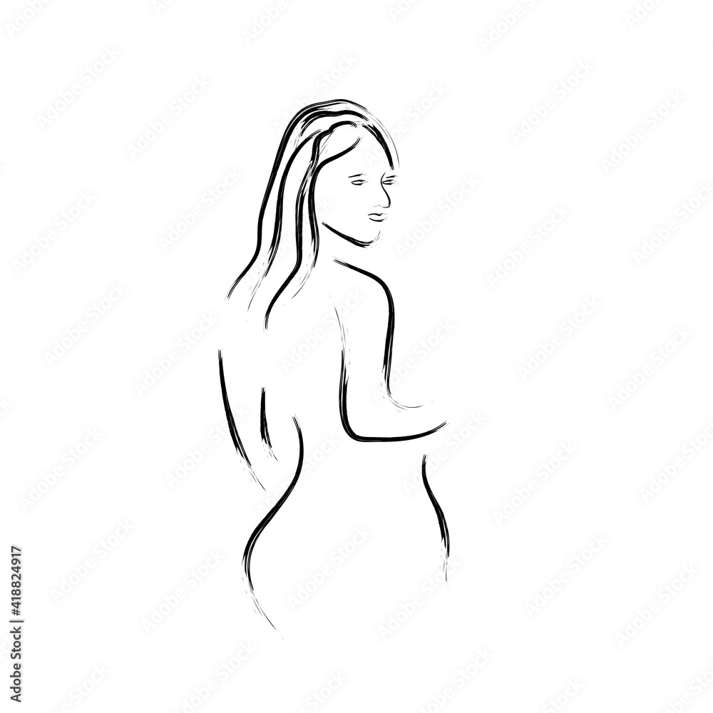 a sketch of an exotic woman's painting with art brush stroke style for illustration beauty fashion, wall art and t-shirt. abstract modern 