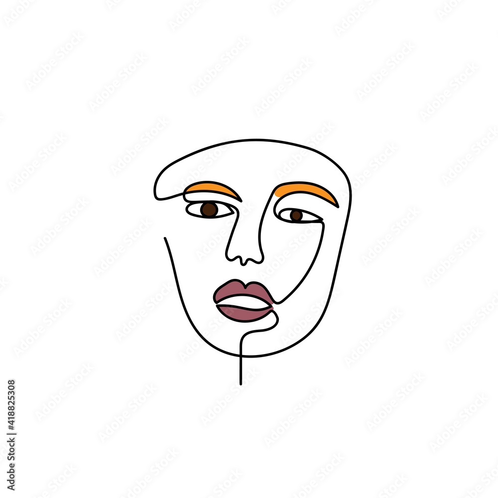 abstract woman face modern portrait with continuous line drawing style. minimalist concept for fashion beauty, wall art and t-shirt abstract woman face modern portrait with continuous line drawing style. minimalist concept for fashion beauty, wall art and t-shirt