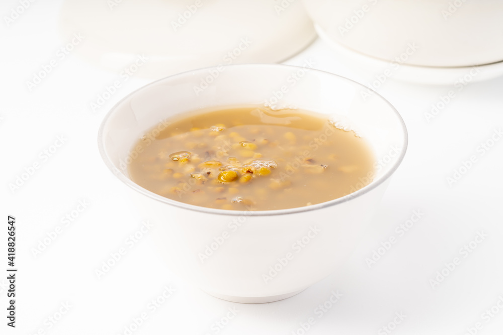 Fresh mung bean porridge on pure white background Fresh mung bean porridge on pure white background