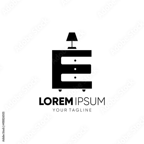 Letter E Cabinet Logo Design Vector