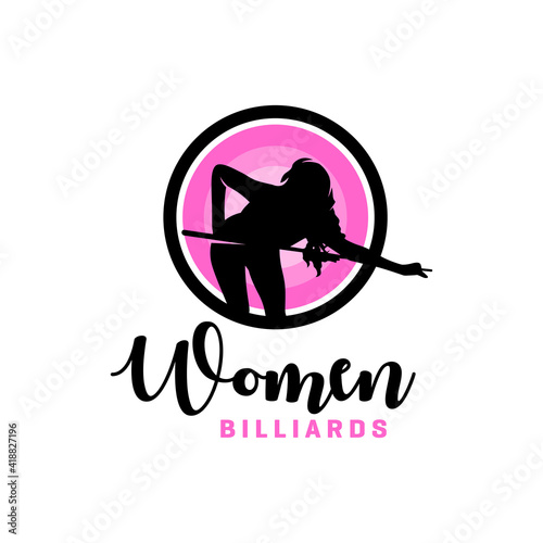 Women's billiards sport modern logo