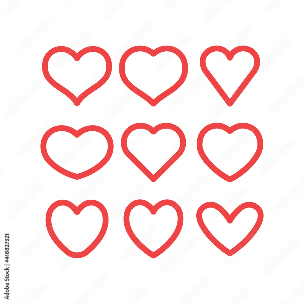 Hearts vector icon collection. Valentine's day romance symbols. Hearts vector icon collection. Valentine's day romance symbols.