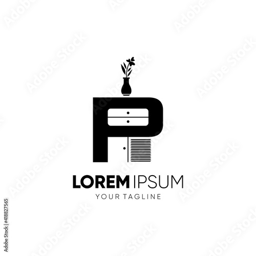 Letter P Cabinet Logo Design Vector