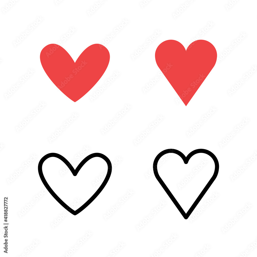Hearts icon set. Valentine's day heart vector. Hearts icon set. Valentine's day heart vector.