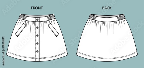 skirt fashion flat sketch template
