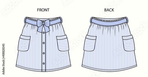 skirt fashion flat sketch template