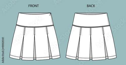 skirt fashion flat sketch template