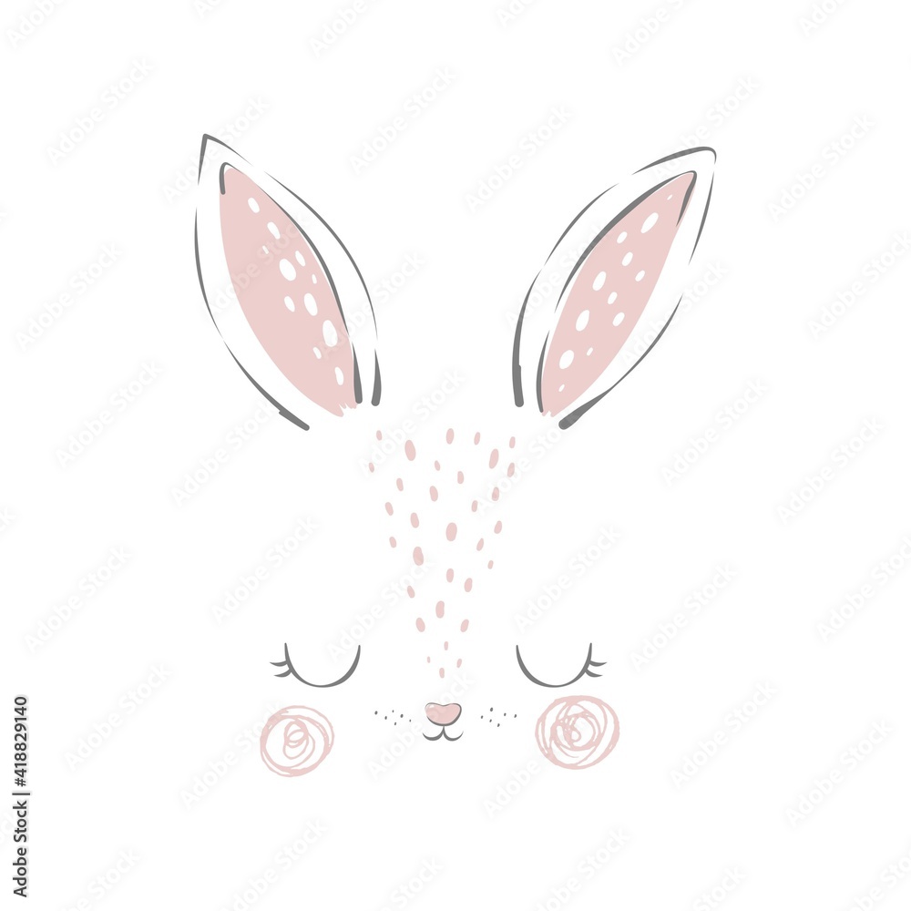 Cute little buny - vector illustration. Fun print for baby with character Bunny. 