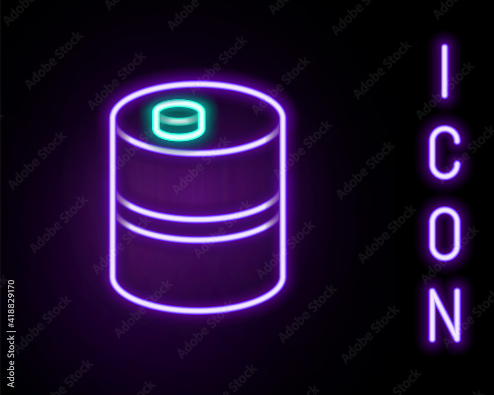 Glowing neon line Metal beer keg icon isolated on black background. Colorful outline concept. Vector. Glowing neon line Metal beer keg icon isolated on black background. Colorful outline concept. Vector.