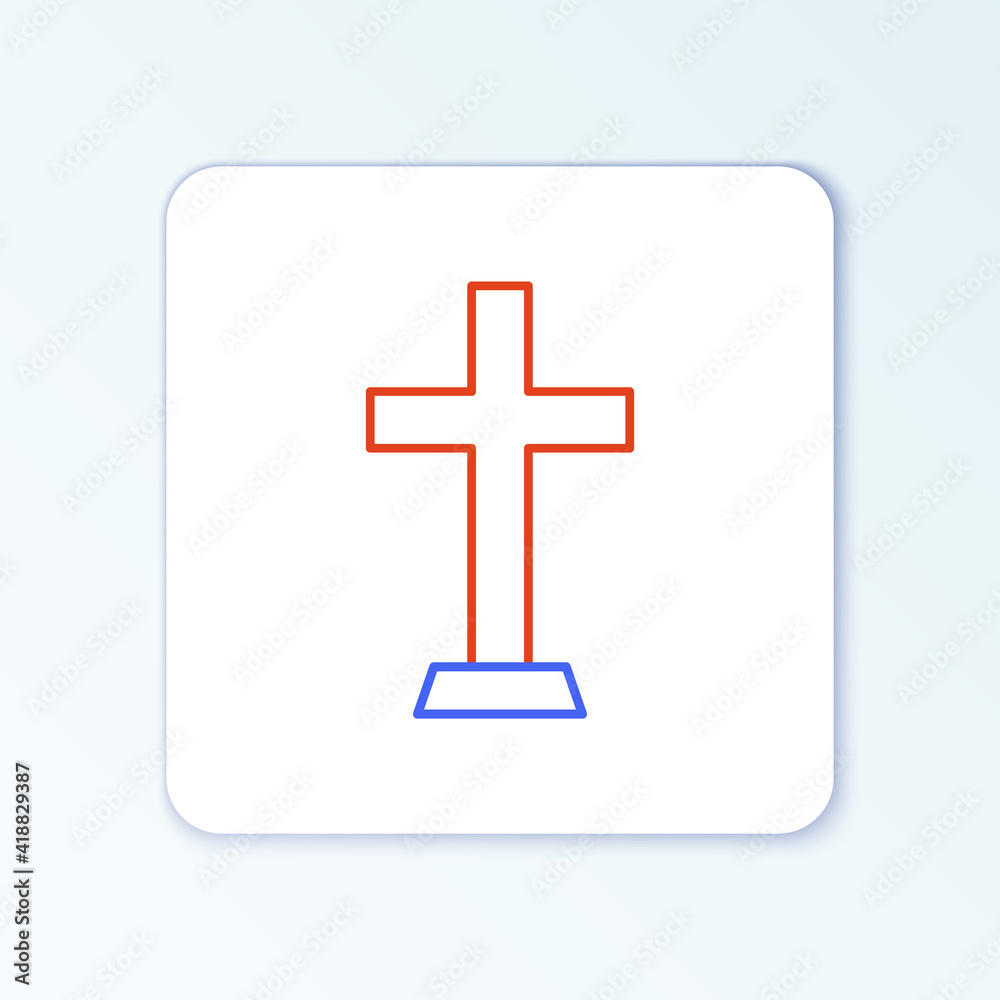 Line Christian cross icon isolated on white background. Church cross. Colorful outline concept. Vector. Line Christian cross icon isolated on white background. Church cross. Colorful outline concept. Vector.