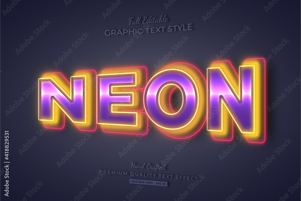 Neon Colorful 3D Editable Text Effect Font Style