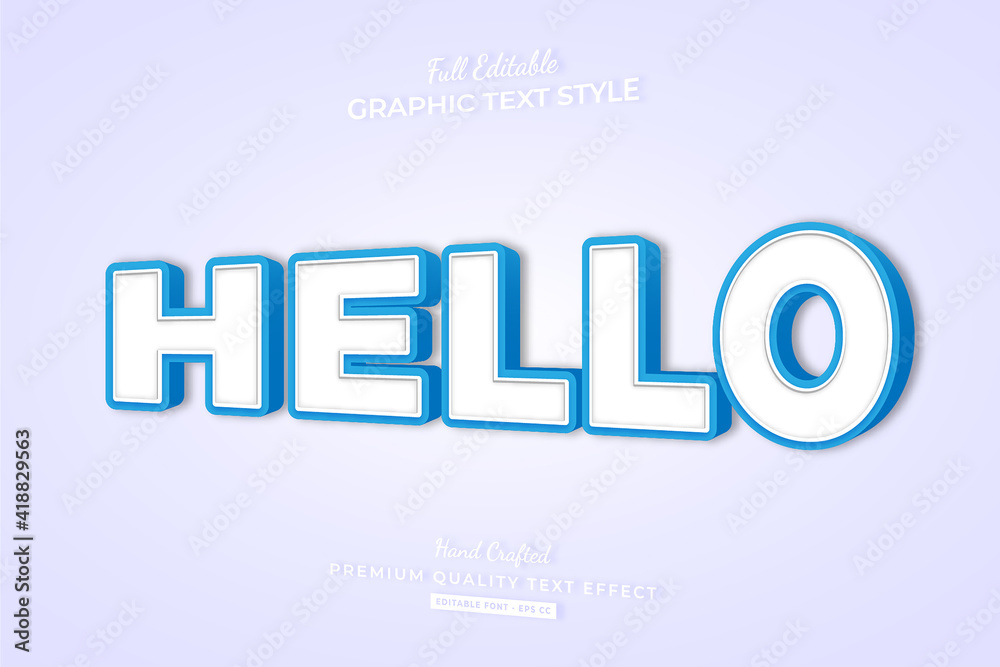 Hello Simple 3D Editable Text Effect Font Style