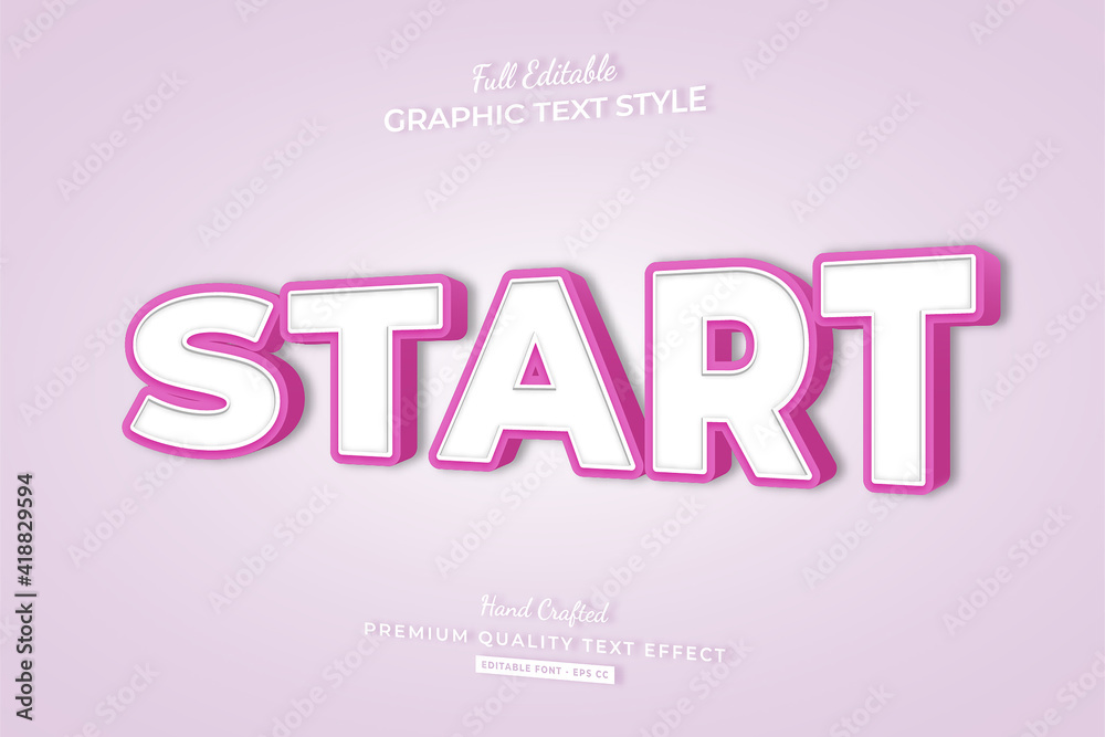 Start Simple 3D Editable Text Effect Font Style