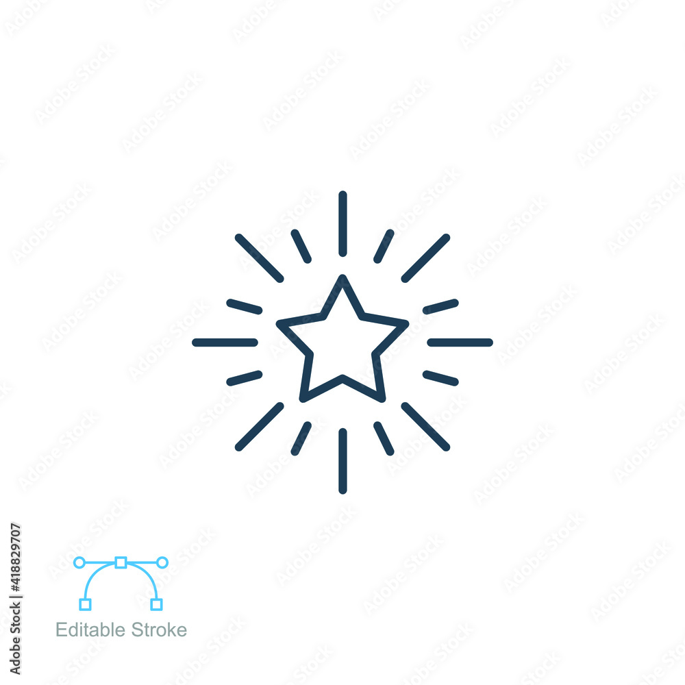 Excellence outline icon. Shiny star, Star shine for best choice, favorite symbol, Certificate stamp star mark logo. Editable stroke. Vector illustration. design on white background. EPS 10