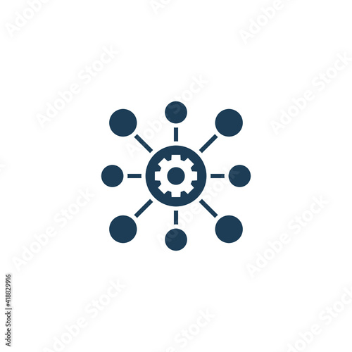 Framework solid icon. Software integration, test automation  with gear in round concept  can be used for web and mobile. Editable stroke. Vector illustration. Design on white background. EPS 10
