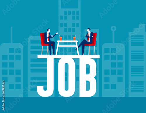 The job applicants are telling and explaining the qualifications to the manager.