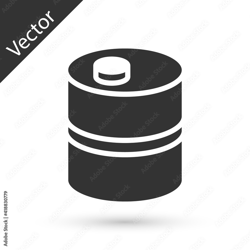 Grey Metal beer keg icon isolated on white background. Vector. Grey Metal beer keg icon isolated on white background. Vector.