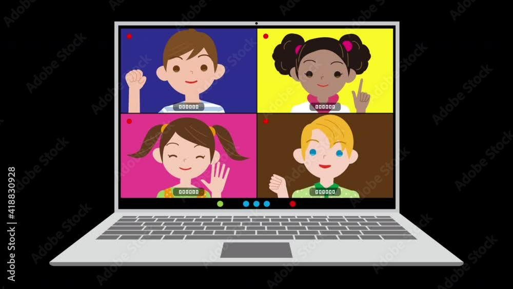 子どもたちのリモート会話　動画素材