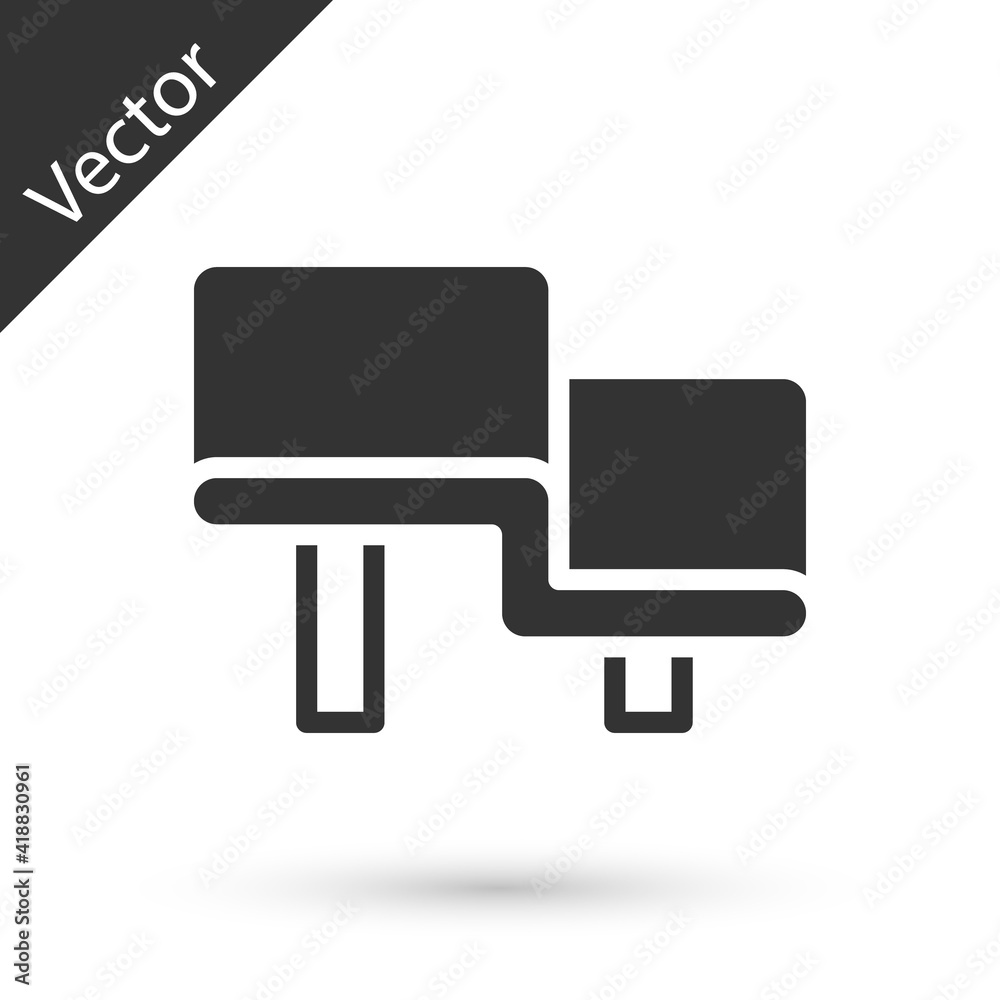 Grey Sauna wood bench icon isolated on white background. Vector.