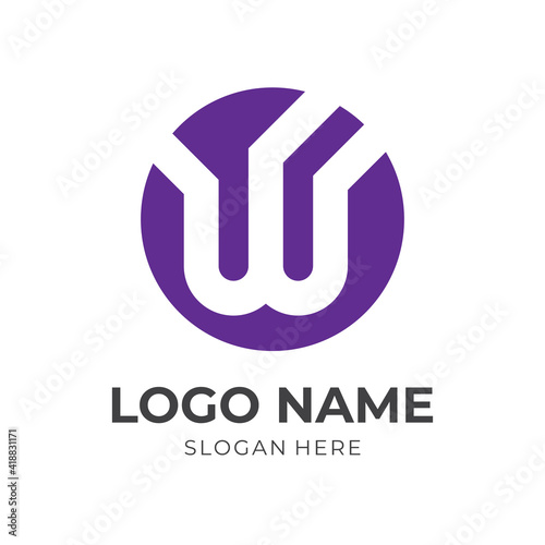 Free Download letter W logo template flat blue color style - GFXLoad