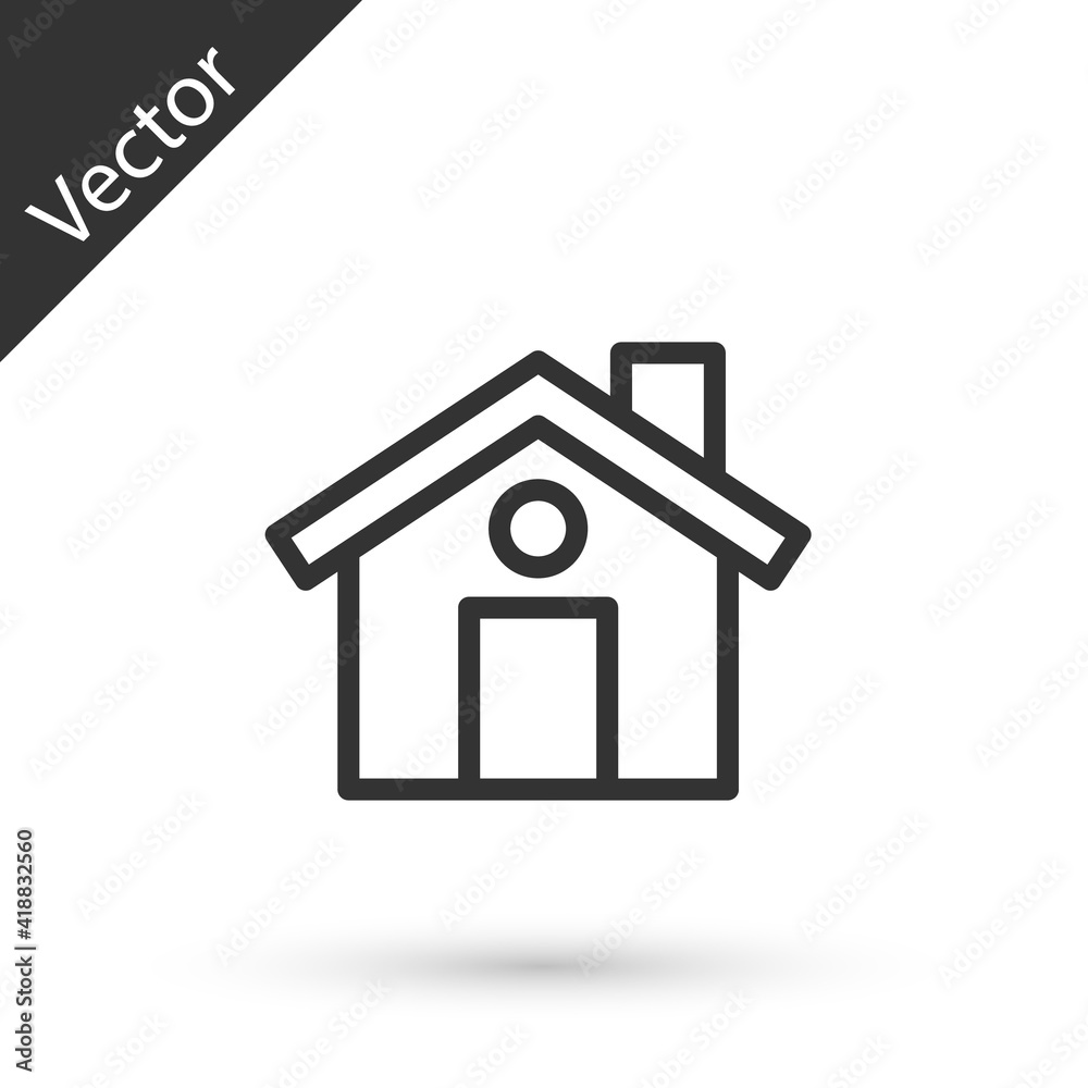 Grey line House icon isolated on white background. Home symbol. Vector. Grey line House icon isolated on white background. Home symbol. Vector.
