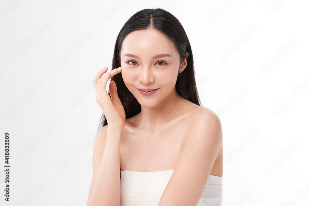 Beautiful young asian woman with clean fresh skin on white background, Face care, Facial treatment, Cosmetology, beauty and spa, Asian women portrait Beautiful young asian woman with clean fresh skin on white background, Face care, Facial treatment, Cosmetology, beauty and spa, Asian women portrait