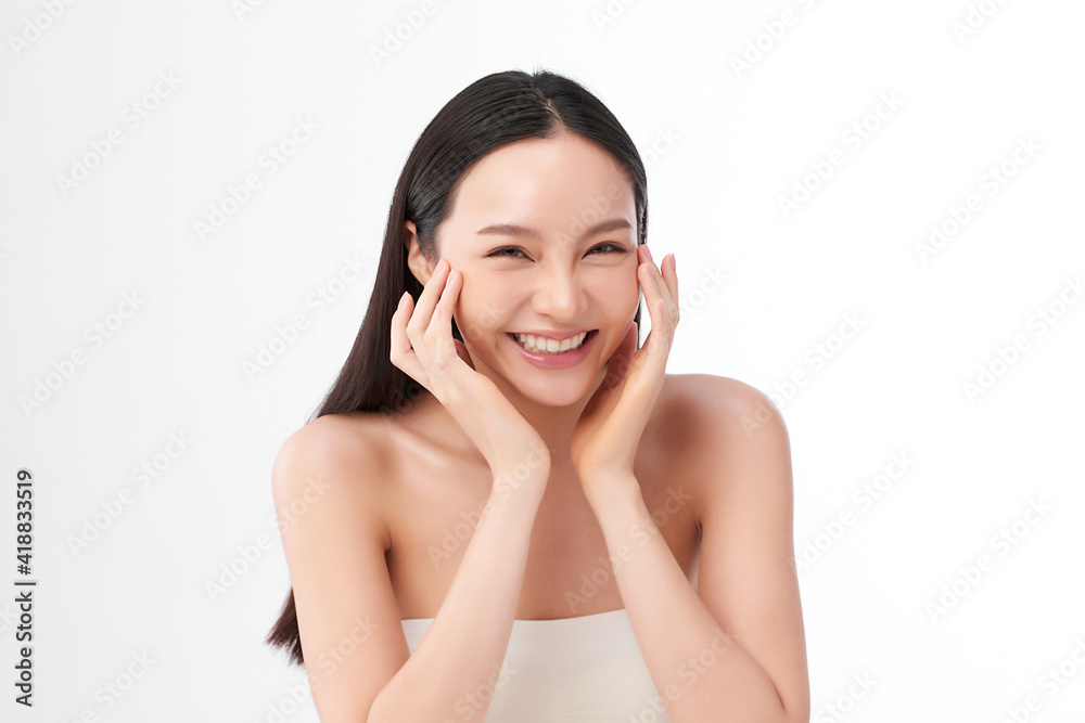 Beautiful young asian woman with clean fresh skin on white background, Face care, Facial treatment, Cosmetology, beauty and spa, Asian women portrait Beautiful young asian woman with clean fresh skin on white background, Face care, Facial treatment, Cosmetology, beauty and spa, Asian women portrait