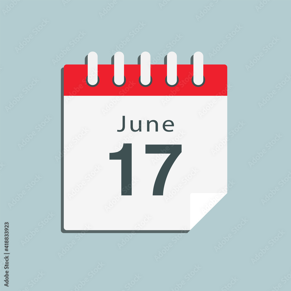 Icon day date 17 June, template calendar page Icon day date 17 June, template calendar page
